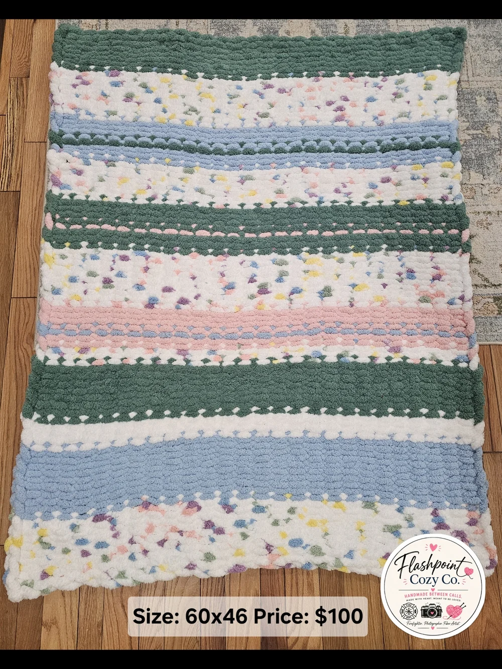 Handmade Chunky Knit Blanket | Pastel Confetti
